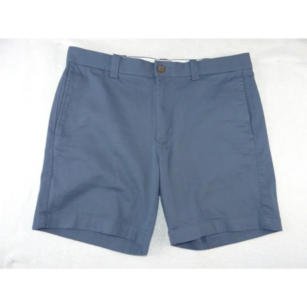 J.Crew Mens 6.5 In Inseam Chino Shorts Blue‎ Size 33 Cotton Casual Flat Front